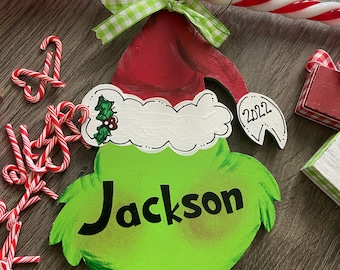 Grinch Ornaments Personalized Ornament, Personalized Grinch Ornament, Santa Grinch Whoville Personalized NAME Grinch Ornament Handmade