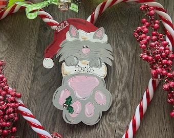 Cat Ornament Personalized Cat Christmas Ornament Pet Ornament Cat Paw Personalized Ornament Kitten Ornament Kitty Ornament Vet Ornament