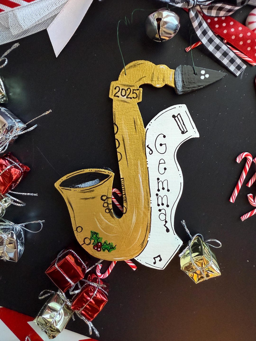 Rustic Saxaphone Personalized Saxophone Christmas Ornament | Rustic Farmhouse Style - Etsy