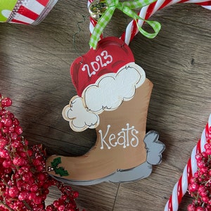 Country Western Christmas Ornament | Personalized Cowboy Christmas Ornament | Personalized Christmas Cowboy Boot Ornament | Rustic Keepsake