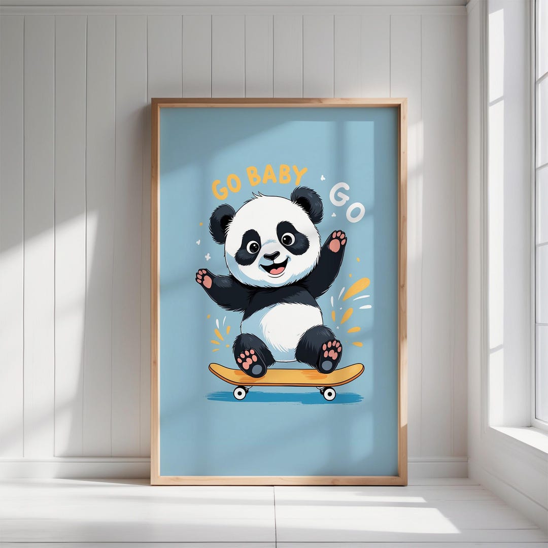 Cute Panda Nursery Wall Art Printable, Kids Room Decor, Baby Room ...