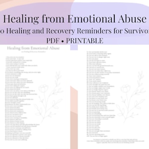 Healing from Emotional Abuse Printable | 100 Healing Affirmations | Gaslighting, Narcissistic & Toxic Relationship Support | A4 PDF