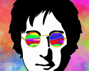 John Lennon Art Print: 70s Psychedelic Portrait, Signed - Etsy