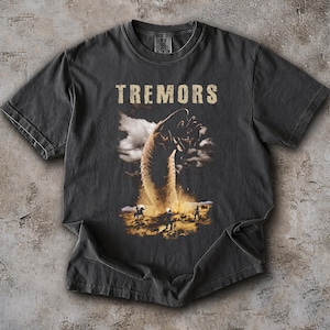 Comfort Colors Tremors T-shirt, Retro 90-tals Skräckkomedi-T-shirt, Graboid Monster-T-shirt med grafik, Unisex Estetisk Film-T-shirt