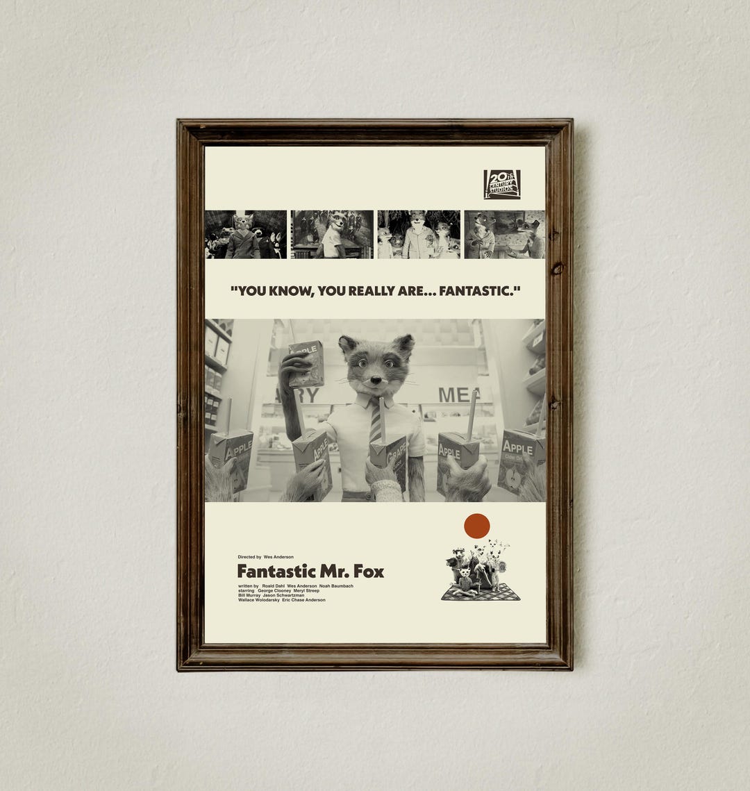 Fantastic Mr. Fox, Movie Poster, Mid-century Modern Art, Minimalist ...