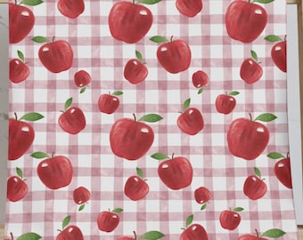 Roter Apfel Gingham Aquarell Küchenhandtuch Süß Obst nahtlos Muster gemütlich wunderlich Land Vintage Cottagecore Bauernhaus Dekoration