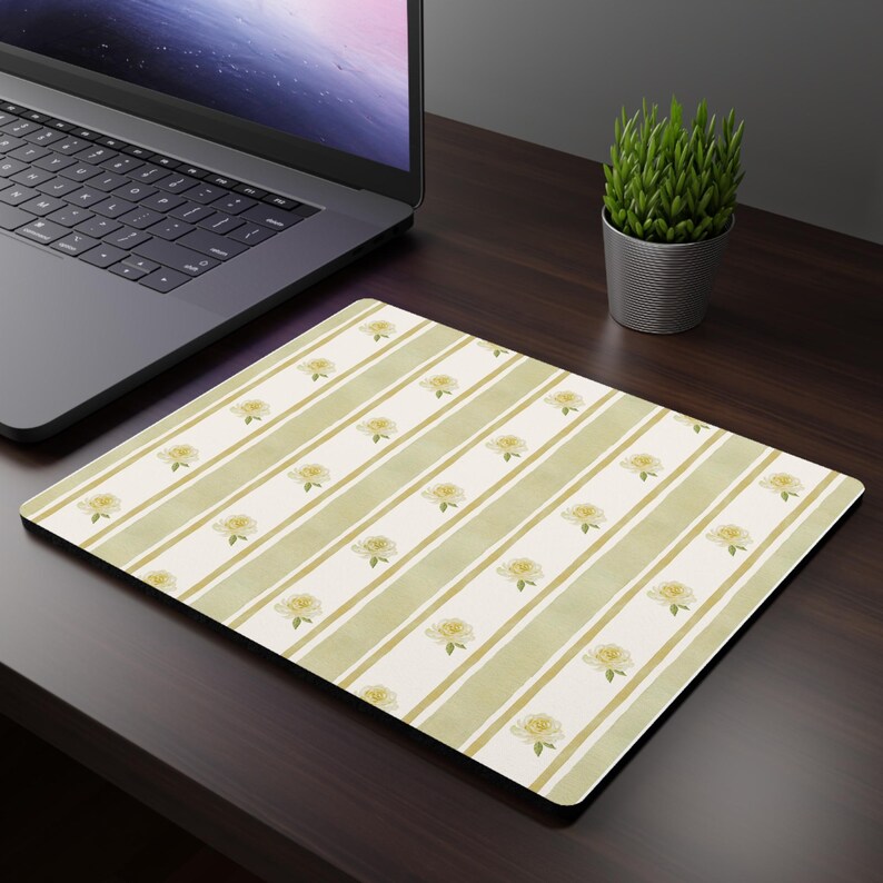 4 Colours Pastel Watercolour Roses & Stripe Mouse Pad 9.3 × 7.8 Rectangular Non Slip Rubber Desk Mat Accessory Cottagecore Coquette Princess image 11