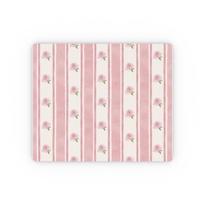 4 Colours Pastel Watercolour Roses & Stripe Mouse Pad 9.3 × 7.8 Rectangular Non Slip Rubber Desk Mat Accessory Cottagecore Coquette Princess image 2