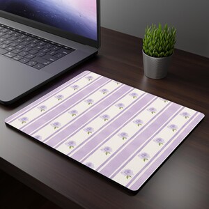 4 Colours Pastel Watercolour Roses & Stripe Mouse Pad 9.3 × 7.8 Rectangular Non Slip Rubber Desk Mat Accessory Cottagecore Coquette Princess image 8