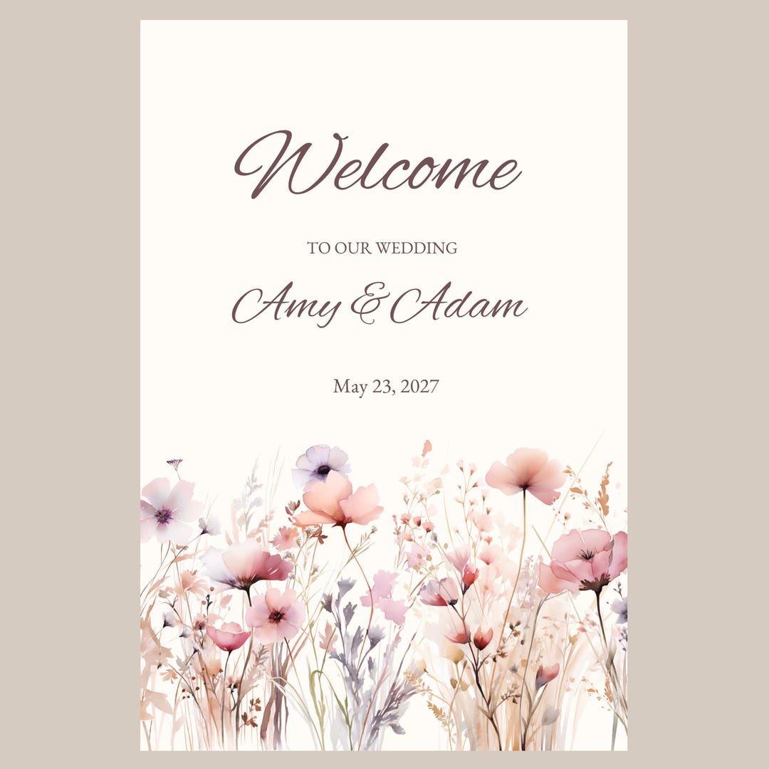 Wedding Welcome Template Canva Digital Design Editable Sign Entrance ...