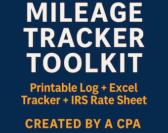 Kit di monitoraggio del chilometraggio / Registro stampabile + Excel Tracker / Tariffe IRS annuali
