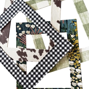 Puede incluir: Un surtido de marcos de fotos cubiertos de tela con varios patrones. Los marcos presentan diseños de estampado de vaca, cuadros blancos y negros, florales y cuadros verdes. Los marcos están dispuestos en una composición superpuesta y superpuesta sobre un fondo blanco.