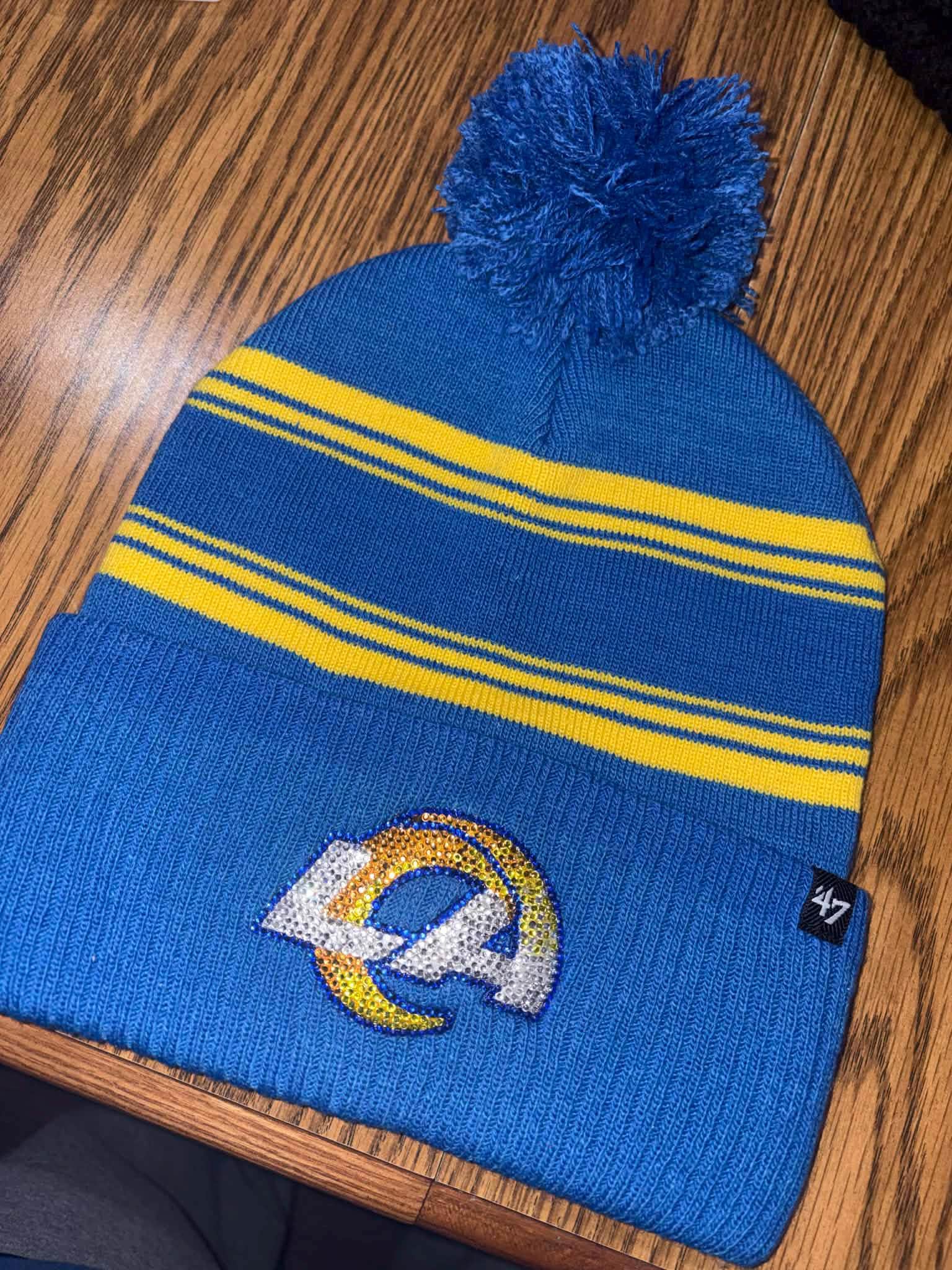 Los‎ Angeles Rams Beanie Yellow design with Logo, Star & Rhinestones La Rams Beanie - Etsy main image 3