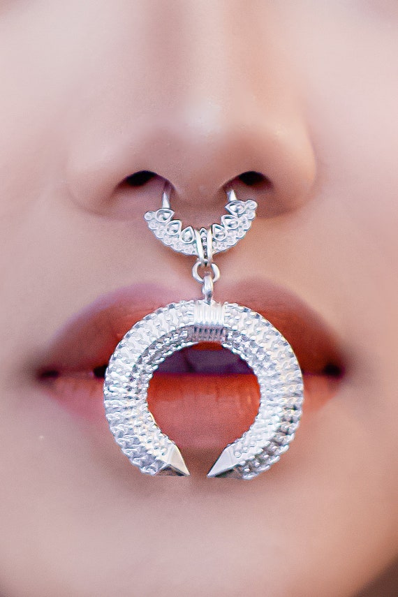 Rhinestone Crescent Septum Ring Nose Ring Crystal Septum Ring