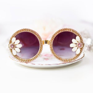 Crystal Flower Oversized Sunglasses: Jeweled Stunner Shades