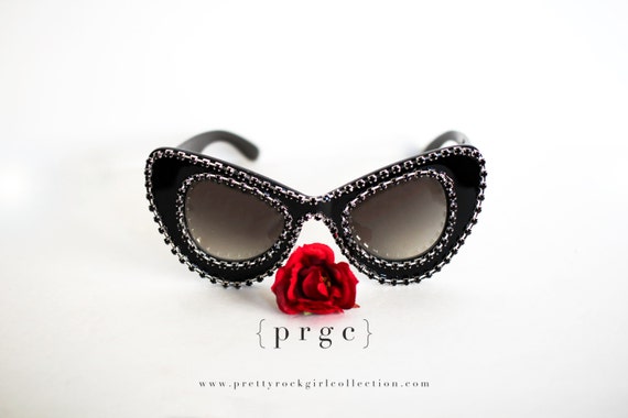 Cat Eye Sunglasses Made With Swarovski Elements AB Crystal Rhinestone Glam Cat Eye Crystal Rhinestone SUPER GLAM Sunglasses - Etsy main image 3