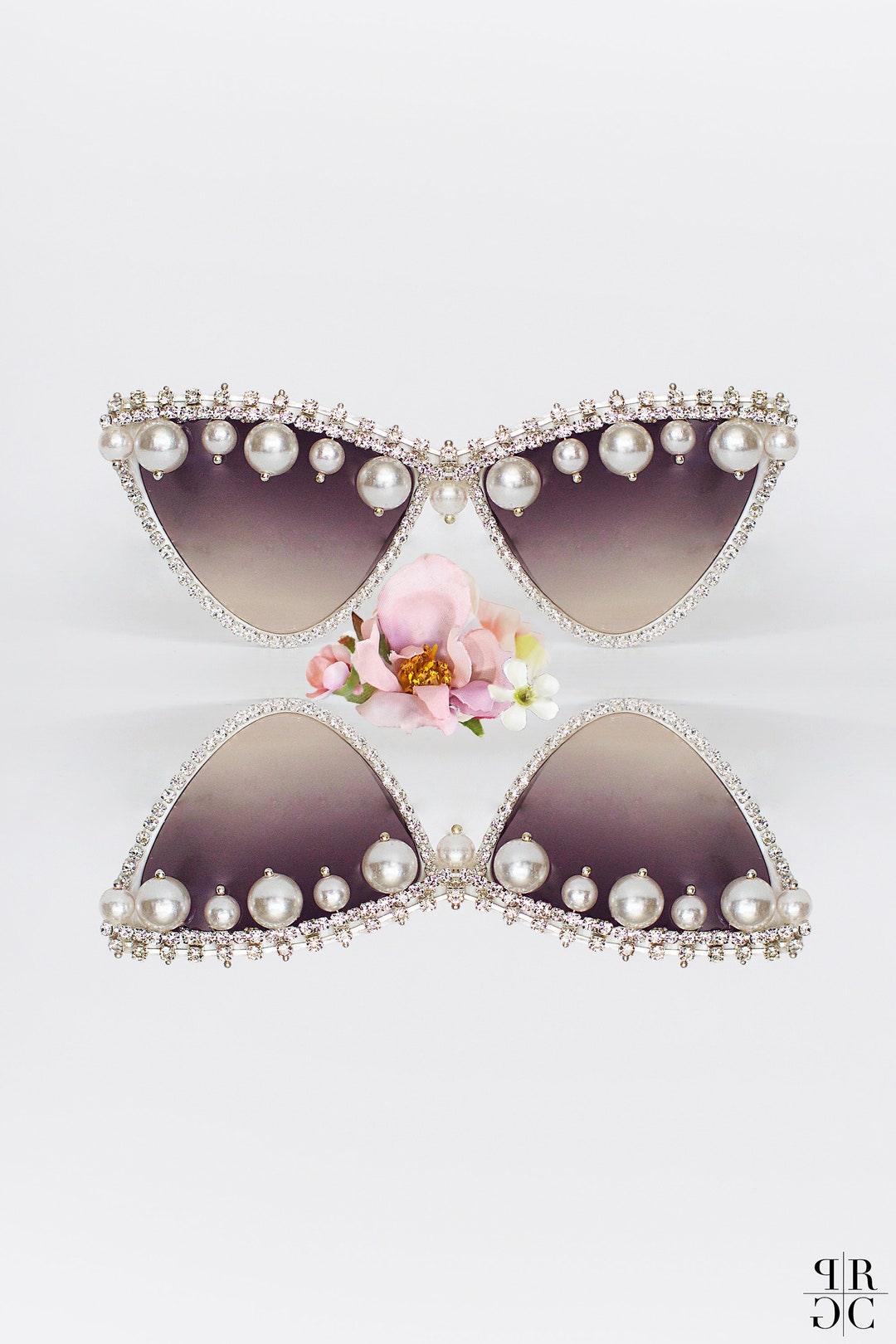 Oversized Large Cat Eye White Mod Sunglasses, Pink Lens Sunglasses, Black Jeweled Sunglasses