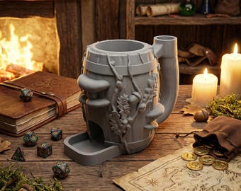 Druid's Grog Barrel: Dice Tower and Can Holder for Dungeons & Dragons