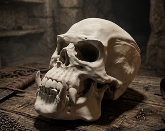 Unleash the Horde: Hyper-Realistic Orc Skull Display Piece