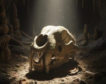 Life-Sized Saber Tooth Tiger Skull Replica - Anatomical & Display Model