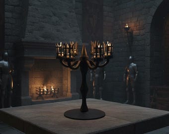 Medieval 6-Candle LED Table Lamp Candelabrum with Remote - 3D Printed