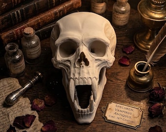 3D Printed Vampire Skull | Handcrafted Fanged Macabre Decor