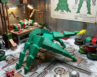 Transforming Christmas Tree Mech Warrior, 3D Printed Fidget Robot Toy