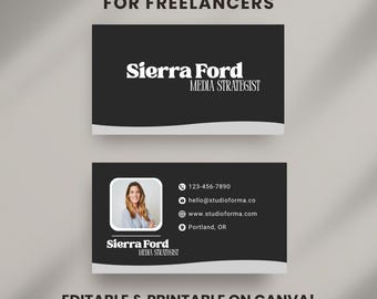 Minimal Retro Business Card Template | Editable Canva Card for Media Strategists, Creatives & Small Business Owners | Dark Brand Design