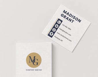 Minimal Square Business Card Template | Editable Canva Design (Digital Download)