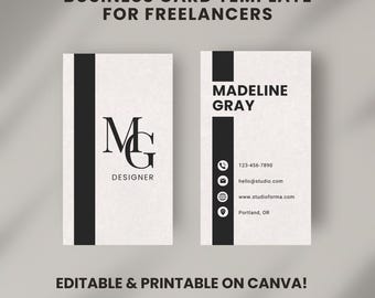 Minimalist Business Card Template | Vertical Canva Card (PDF)