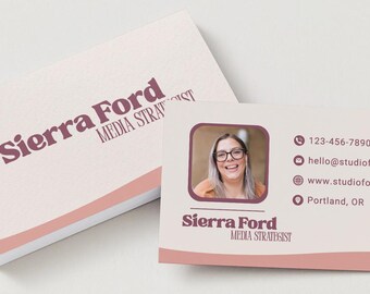 Minimal Retro Business Card Template | Editable Canva Card for Media Strategists, Creatives & Small Business Owners | Pink Brand Design