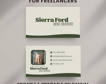 Minimalist Green Business Card Template | Editable Canva Design (Digital Download)