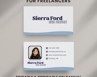 Minimal Retro Business Card Template | Editable Canva Card for Media Strategists, Creatives & Small Business Owners | Blue Brand Design