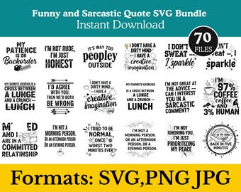 Paquete SVG con frases sarcásticas y divertidas: diseños imprimibles para manualidades y arte digital