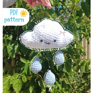 Crochet Rain Cloud Pattern, Nursery Mobile Decor (PDF Pattern)