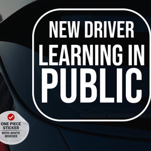New Driver Learning In Public Sticker, Student Driver Decal, Funny Car Sticker, Please Be Patient Sign, Beginner Driver Gift