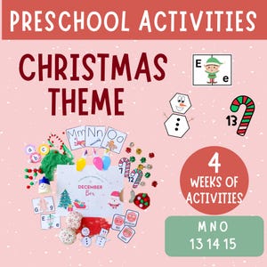 Vorschulweihnachtsaktivitäten | 4-Wochen-Unterrichtsplan | Weihnachten Ausdrucke für Kinder | Alphabet M N O | Numeri 13–15 | Vorschul-Lehrplan