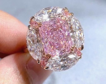 Pink Radiant Cut Statement Ring 8x10mm – Sterling Silver Cocktail Ring – Large Lab Gemstone Ring for Women – Unique Statement Jewelry Gift