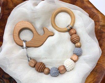 HANDMADE BABY TOY: Wood + Cotton | Choose color + style