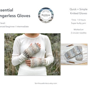 KNITTING PATTERN Essential Fingerless Gloves x Circular Mittens Knitting Pattern For Knitted Gloves Easy Super Bulky Yarn Knitting Pattern