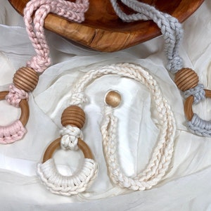 NURSING NECKLACE  Breastfeeding Baby Toy Wood Cotton Nursing Mother Necklace Baby Nursing Toy Breastfeeding Necklace Gift New Mom