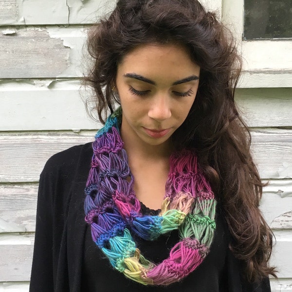 Broomstick Lace Infinity Scarf - Hand Crocheted