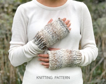 KNITTING PATTERN Essential Fingerless Gloves x Circular Knitting Pattern Mittens Knitting x Easy Knitting Pattern Simple Quick