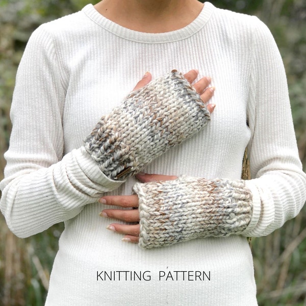 KNITTING PATTERN Essential Fingerless Gloves x Circular Knitting Pattern Mittens Knitting x Easy Knitting Pattern Simple Quick
