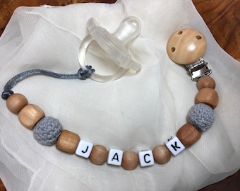 BABY PACIFIER CLIP: Handmade Personalized Name | Baby Shower Gift