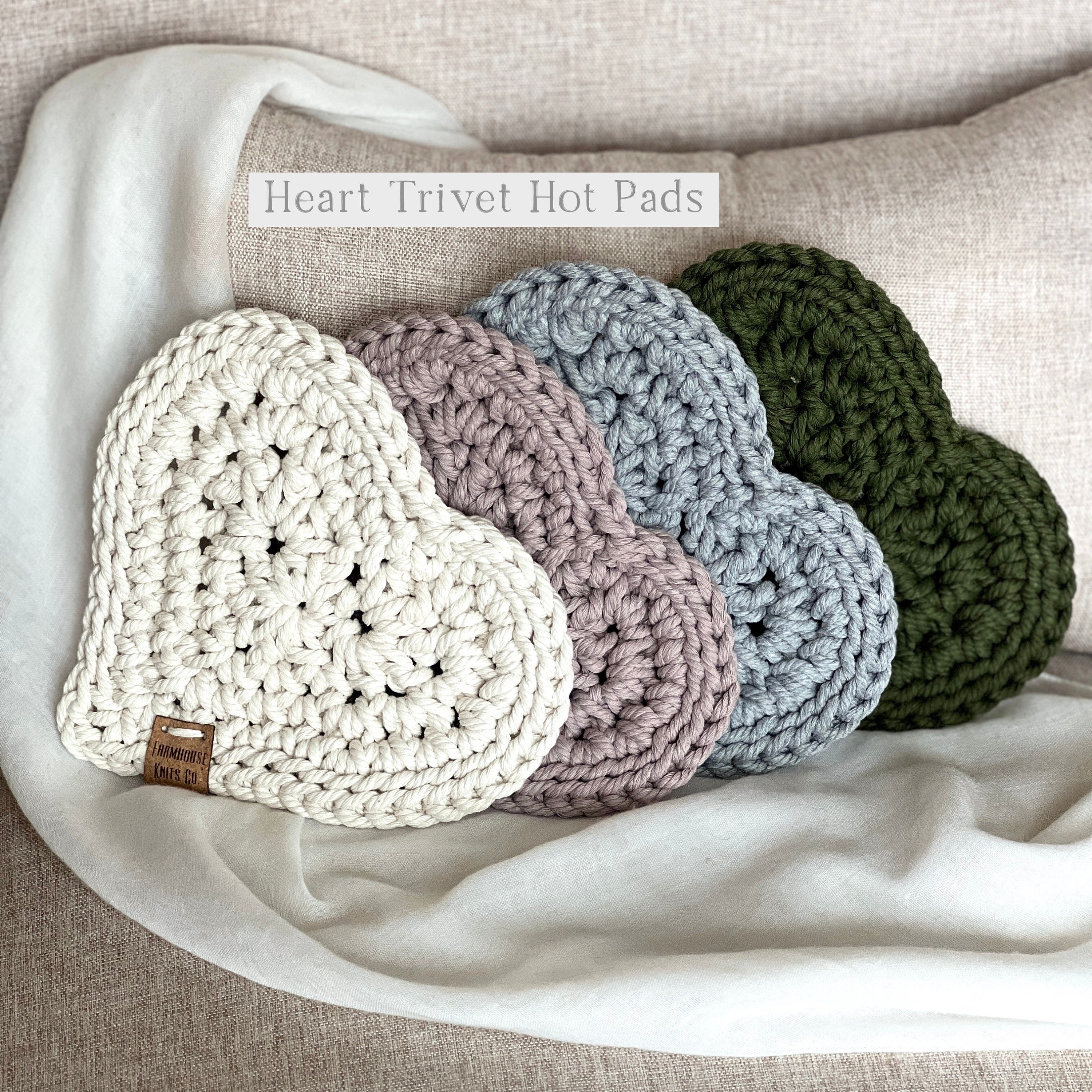 HEART TRIVET Kitchen Hot Pad Cotton Heart Hot Pad Kitchen Decor