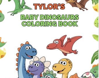 Livro de colorir personalizado de dinossauros | Presente para bebê dinossauro (Download digital)