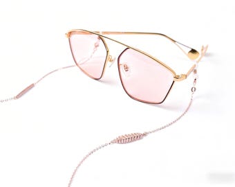 Cadena para gafas con vermeil de oro • Correa para gafas con hojas de plata de ley