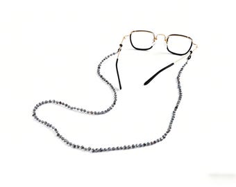Cadena para gafas con perlas azul pavo real, collar con cuentas