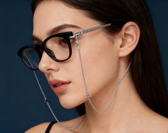 Cadena para gafas con forma de estrella y cruz de plata de ley, soporte minimalista para gafas